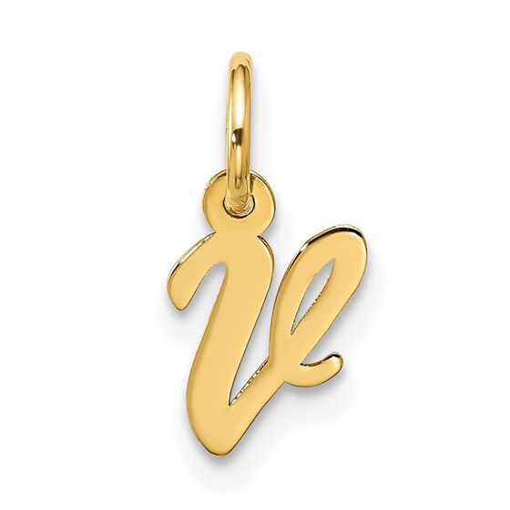 10K Yellow Gold Small Script Initial V Charm - 15.65 mm 10K Yellow Gold Small Script Initial V Charm - 15.65 mm