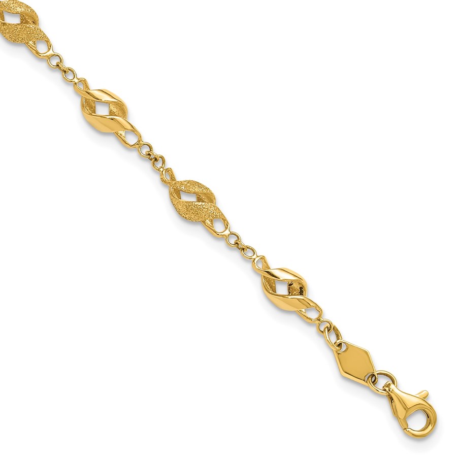 10K Yellow Gold Spiral Link Bracelet - 7.25 in.