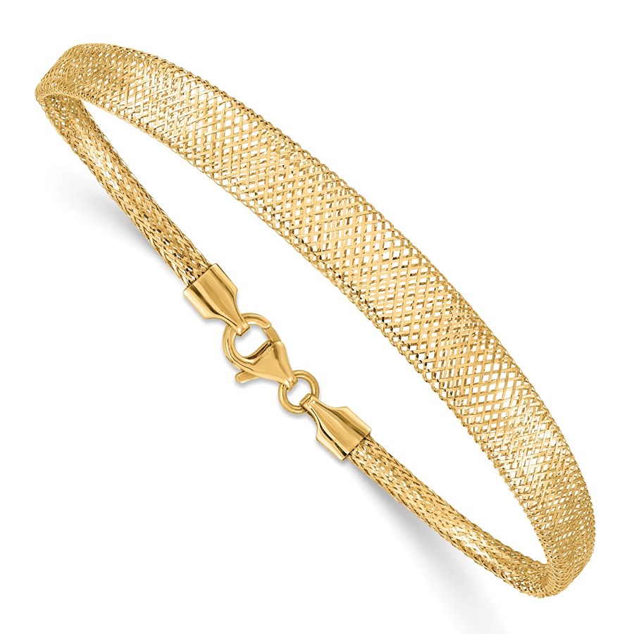 10K Yellow Gold Stretch Mesh Graduated Bracelet 7 in.