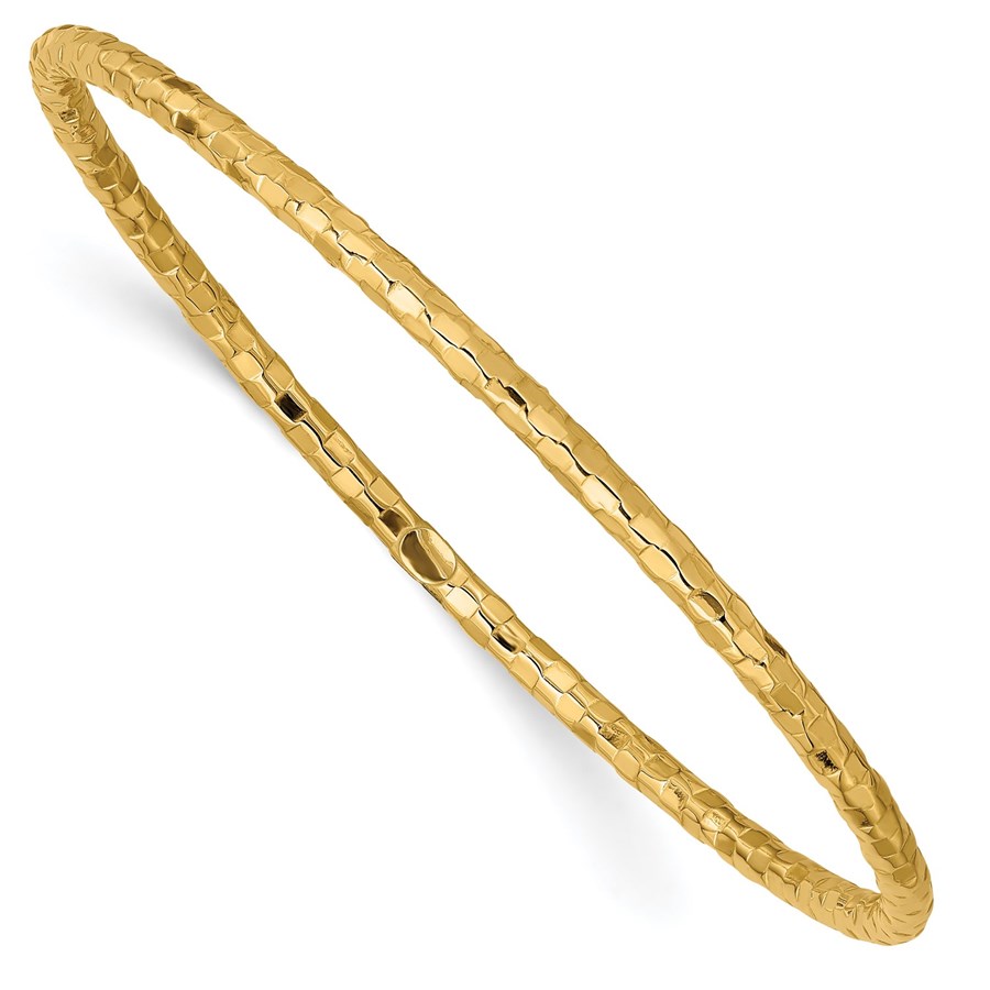 10K Yellow Gold Textured Slip-on Bangle Bracelet - 8 in.