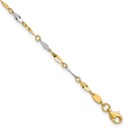10K Yellow Gold Two-Tone Anklet - 10 in.