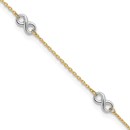 10K Yellow Gold Two-tone Infinity Anklet - 9 in.