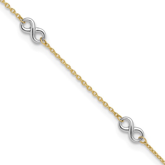 10K Yellow Gold Two-tone Infinity Anklet - 9 in. 10K Yellow Gold Two-tone Infinity Anklet - 9 in.