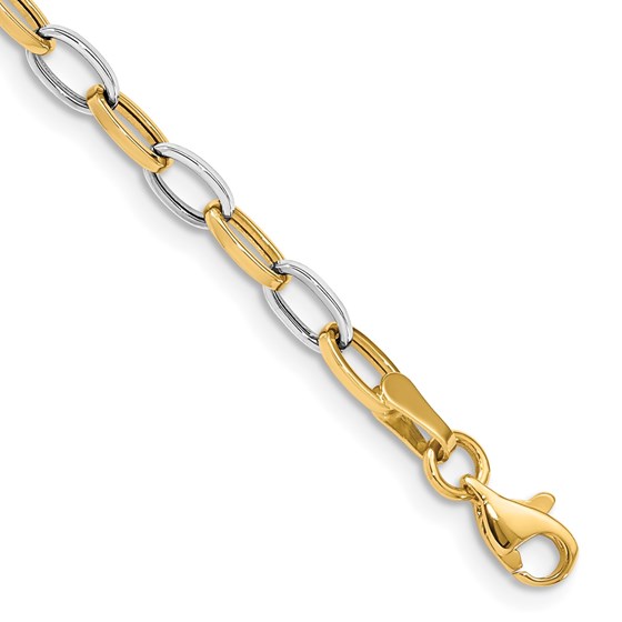 10K Yellow Gold Two-tone Open Link Bracelet - 7.25 in. 10K Yellow Gold Two-tone Open Link Bracelet - 7.25 in.