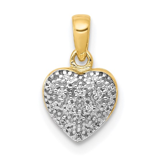 10K Yellow Gold w/ White Rhodium Diamond Heart Pendant 10K Yellow Gold w/ White Rhodium Diamond Heart Pendant