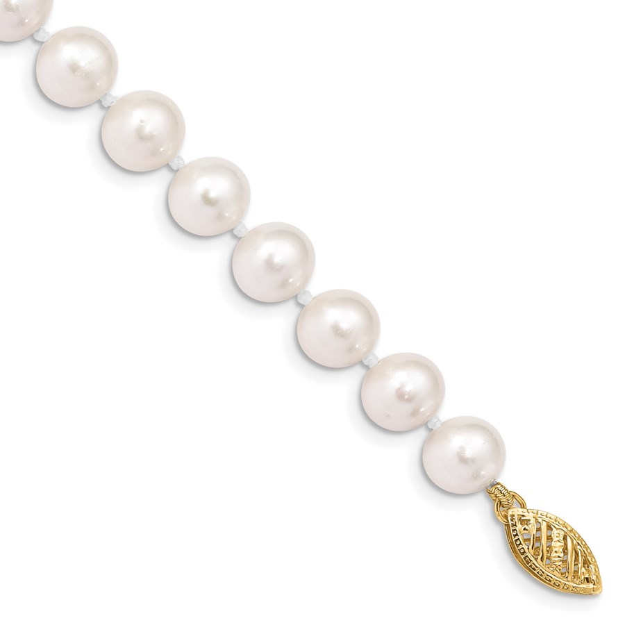 10K Yellow Gold White Freshwater Cultured Pearl Necklace - 16 in.