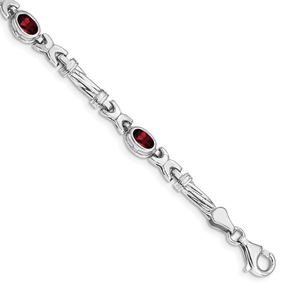 10K Yellow Gold White Gold Garnet 4 Stone Bracelet - 7 in. 10K Yellow Gold White Gold Garnet 4 Stone Bracelet - 7 in.