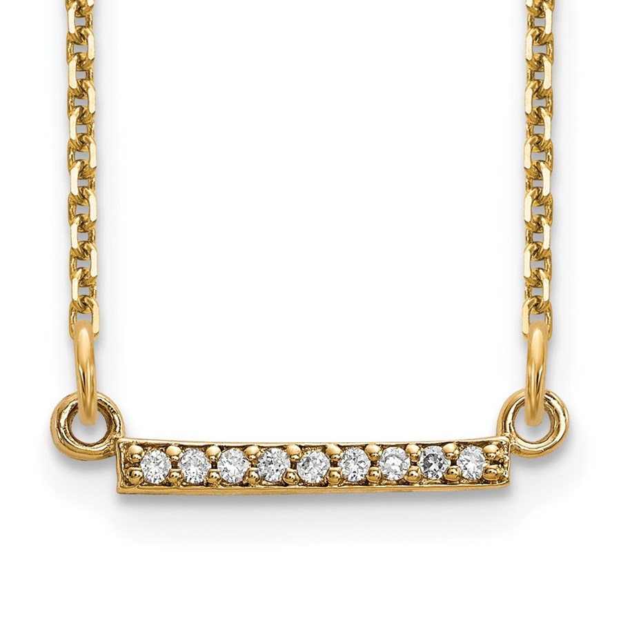 10K Yellow Goldy Diamond Tiny Bar Necklace - 18 in.