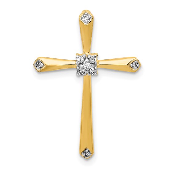 10K Yellow w/Rhodium 1/20ct. Diamond Cross Chain Slide - 25 mm 10K Yellow w/Rhodium 1/20ct. Diamond Cross Chain Slide - 25 mm