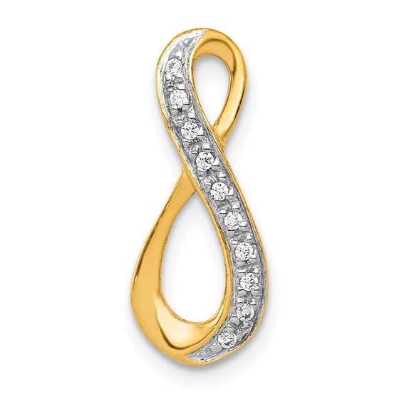 10K Yellow w/Rhodium 1/20ct. Diamond Infinity Chain Slide 10K Yellow w/Rhodium 1/20ct. Diamond Infinity Chain Slide
