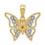 10K Yellow w/Rhodium and Rhodium Diamond Butterfly Pendant