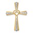 10K Yellow w/Rhodium Diamond Cross Pendant - 26 mm