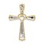 10K Yellow w/Rhodium Diamond Cross Pendant - 26 mm