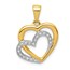 10K Yellow w/Rhodium Diamond Entwined Hearts Pendant