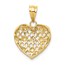 10K Yellow w/Rhodium Diamond Heart Pendant - 22 mm