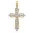 10K Yellow w/Rhodium & rhodium Diamond Cross Pendant - 33 mm