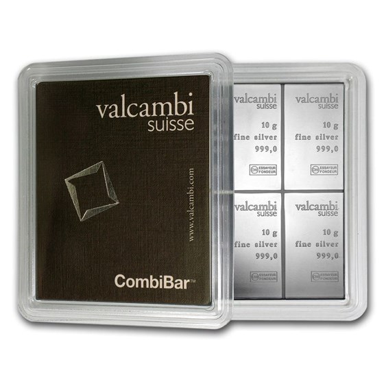 10x 10 gram Silver Bar - Valcambi Silver CombiBar™ (w/Assay)