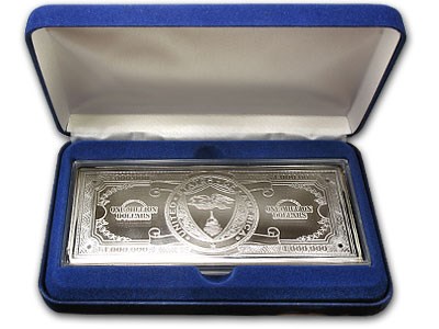 12 oz Silver Bar - $1,000,000,000 Bill 12 oz Silver Bar - $1,000,000,000 Bill