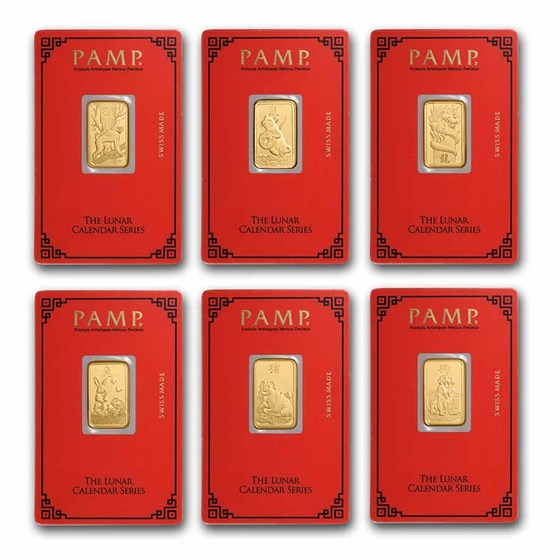 12 x 5 gram Gold Bar - PAMP Suisse Lunar Calendar Series Set