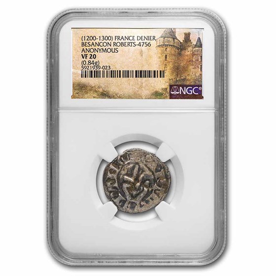 (1200-1300) France Silver Denier Besancon VF-20 NGC (1200-1300) France Silver Denier Besancon VF-20 NGC