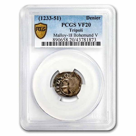 (1233-51) County of Tripoli Silver Denier VF-20 PCGS (1233-51) County of Tripoli Silver Denier VF-20 PCGS