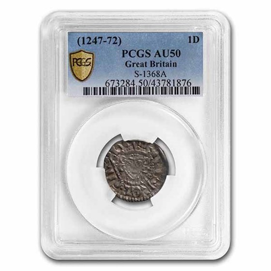 1247-1272 England Silver Penny Henry III AU-50 PCGS (S-1368A) 1247-1272 England Silver Penny Henry III AU-50 PCGS (S-1368A)
