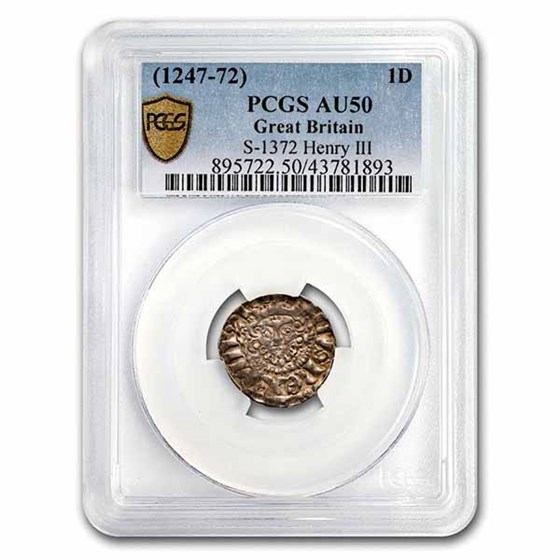 1247-1272 England Silver Penny Henry III AU-50 PCGS (S-1372)