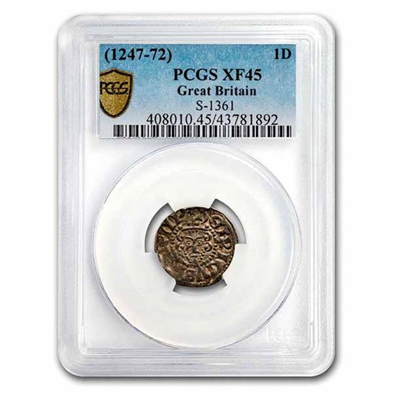 1247-1272 England Silver Penny Henry III XF-45 PCGS (S-1361) 1247-1272 England Silver Penny Henry III XF-45 PCGS (S-1361)