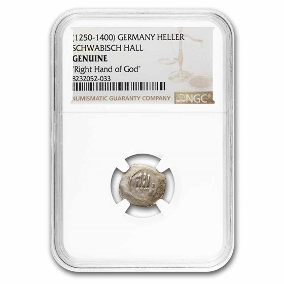 (1250-1400) Germany Silver Hand Heller Genuine NGC (w/COA)