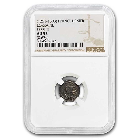 1251-1303 Duchy of Lorraine AR Denier Ferri III AU-53 NGC 1251-1303 Duchy of Lorraine AR Denier Ferri III AU-53 NGC