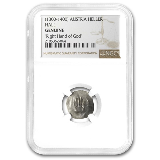 (1300-1400) Austria Silver Hand Heller Genuine NGC (w/COA) (1300-1400) Austria Silver Hand Heller Genuine NGC (w/COA)