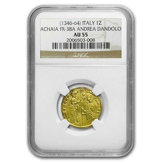 (1346-64) Italy Gold Zecchino Andrea Dandolo AU-55 NGC (1346-64) Italy Gold Zecchino Andrea Dandolo AU-55 NGC