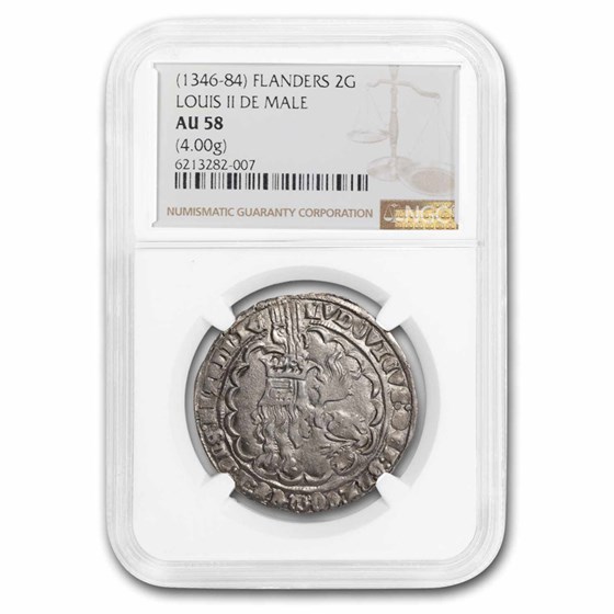 (1346-84) Belgium County of Flanders Silver 2 Groat AU-58 NGC (1346-84) Belgium County of Flanders Silver 2 Groat AU-58 NGC