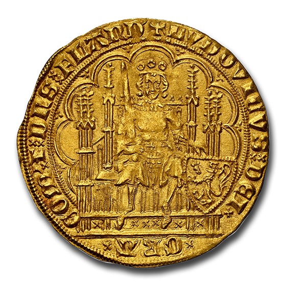 (1346-84) Belgium Gold Chaise d'Or Louis II MS-65 NGC