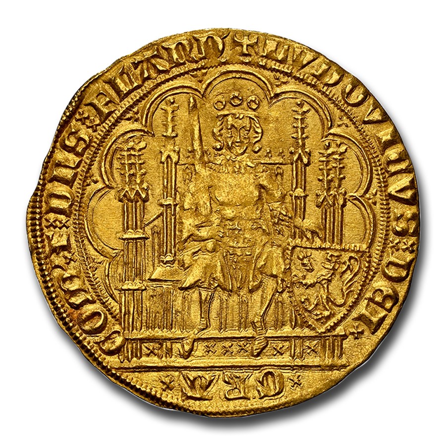 (1346-84) Belgium Gold Chaise d'Or Louis II MS-65 NGC