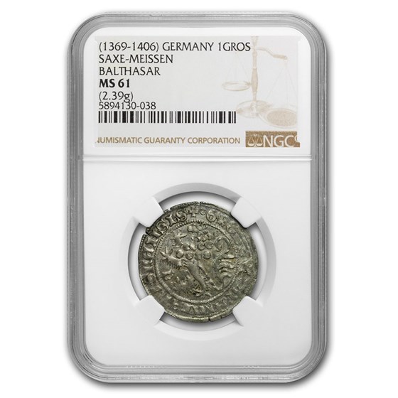 (1369-1406) Germany Saxe-Meissen Silver Gros MS-61 NGC (1369-1406) Germany Saxe-Meissen Silver Gros MS-61 NGC