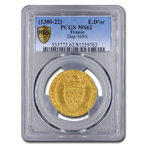 1380-1422 France Gold Ecu d'Or Charles VI MS-62 PCGS 1380-1422 France Gold Ecu d'Or Charles VI MS-62 PCGS