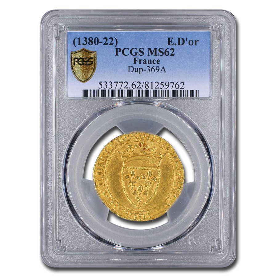 1380-1422 France Gold Ecu d'Or Charles VI MS-62 PCGS