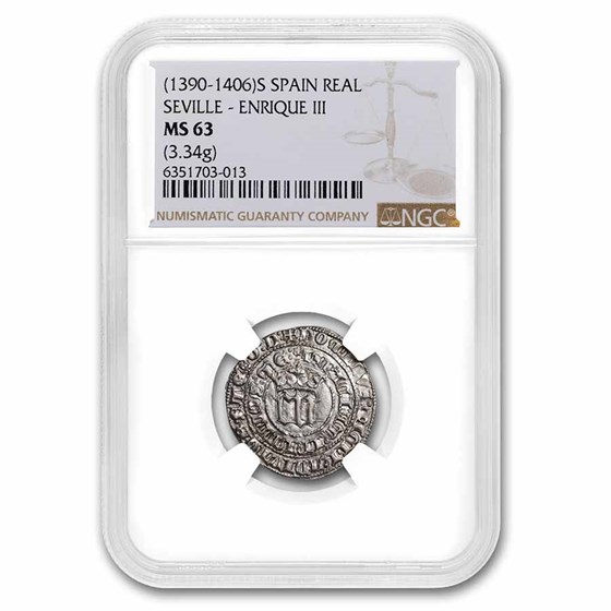 (1390-1406) Spain Silver Real Enrique III MS-63 NGC
