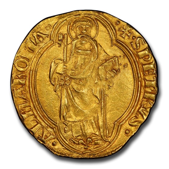 1447-55 Papal States Gold Florin Nicholas V MS-62 PCGS 1447-55 Papal States Gold Florin Nicholas V MS-62 PCGS