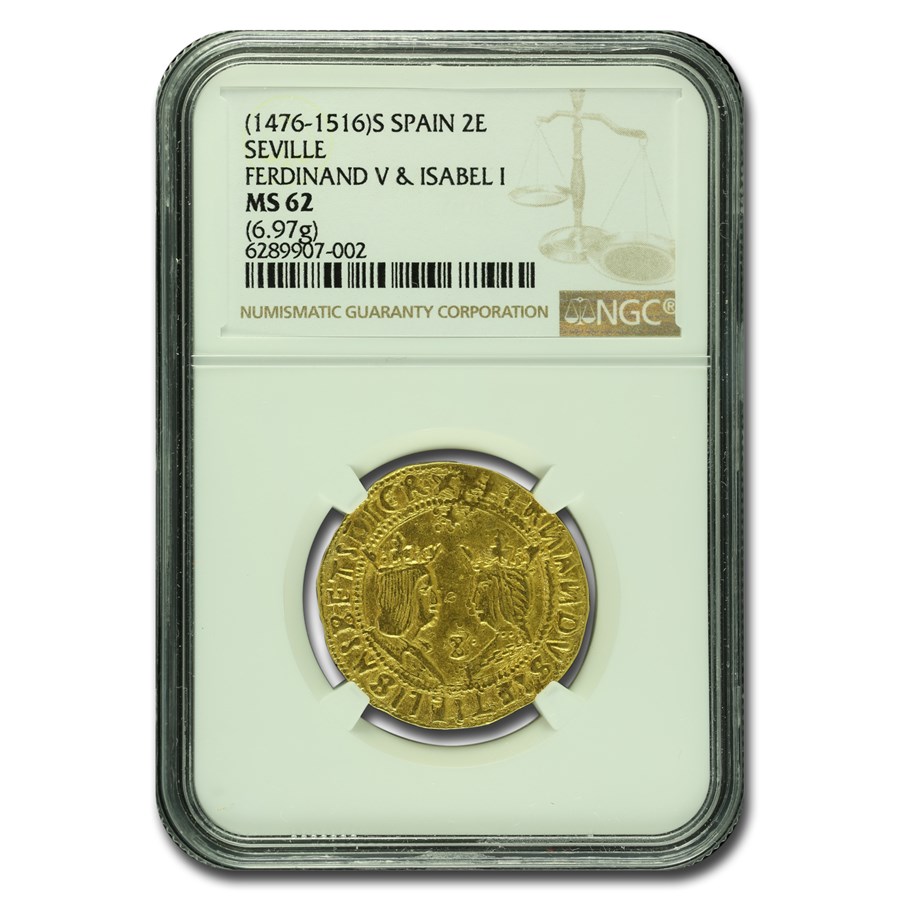 (1476-1516)-S Spain Gold 2 Excelentes MS-62 NGC
