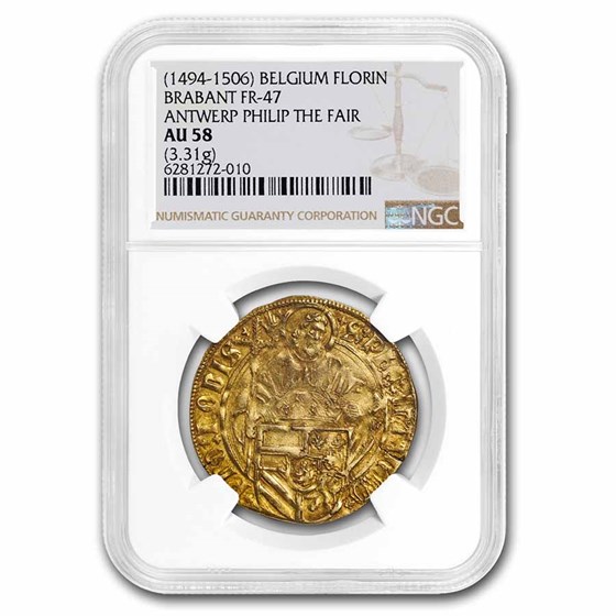 (1494-1506) Belgium Brabant Gold Florin AU-58 NGC