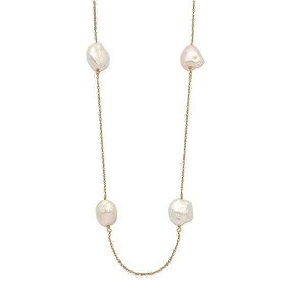 14K 10-11mm White Keshi Pearl 7-station Necklace - 20 in. 14K 10-11mm White Keshi Pearl 7-station Necklace - 20 in.