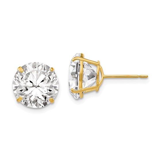 14k 10 mm Round Zirconia Post Earrings 14k 10 mm Round Zirconia Post Earrings