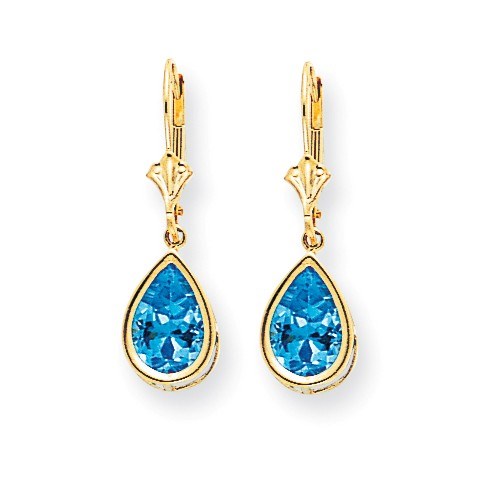 14k 10x7 mm Pear Blue Topaz Leverback Earrings 14k 10x7 mm Pear Blue Topaz Leverback Earrings