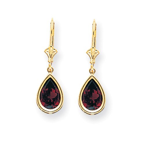 14k 10x7 mm Pear Garnet Leverback Earrings 14k 10x7 mm Pear Garnet Leverback Earrings