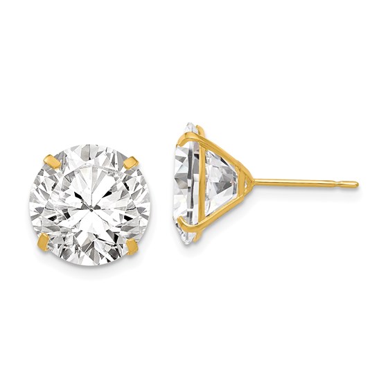 14k 11 mm Round Zirconia Post Earrings 14k 11 mm Round Zirconia Post Earrings