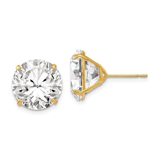 14k 12 mm Round Zirconia Post Earrings 14k 12 mm Round Zirconia Post Earrings