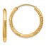 14k 12 mm Satin Diamond-cut Endless Hoop Earrings