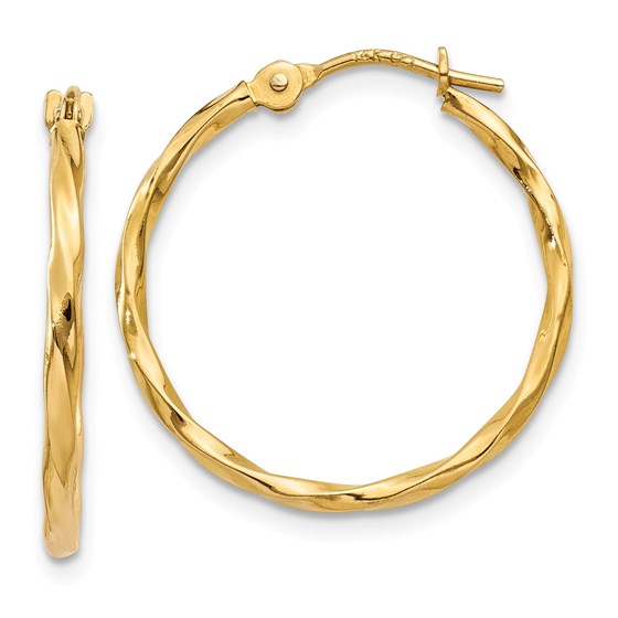 14k 15 mm Twist Hoop Earrings